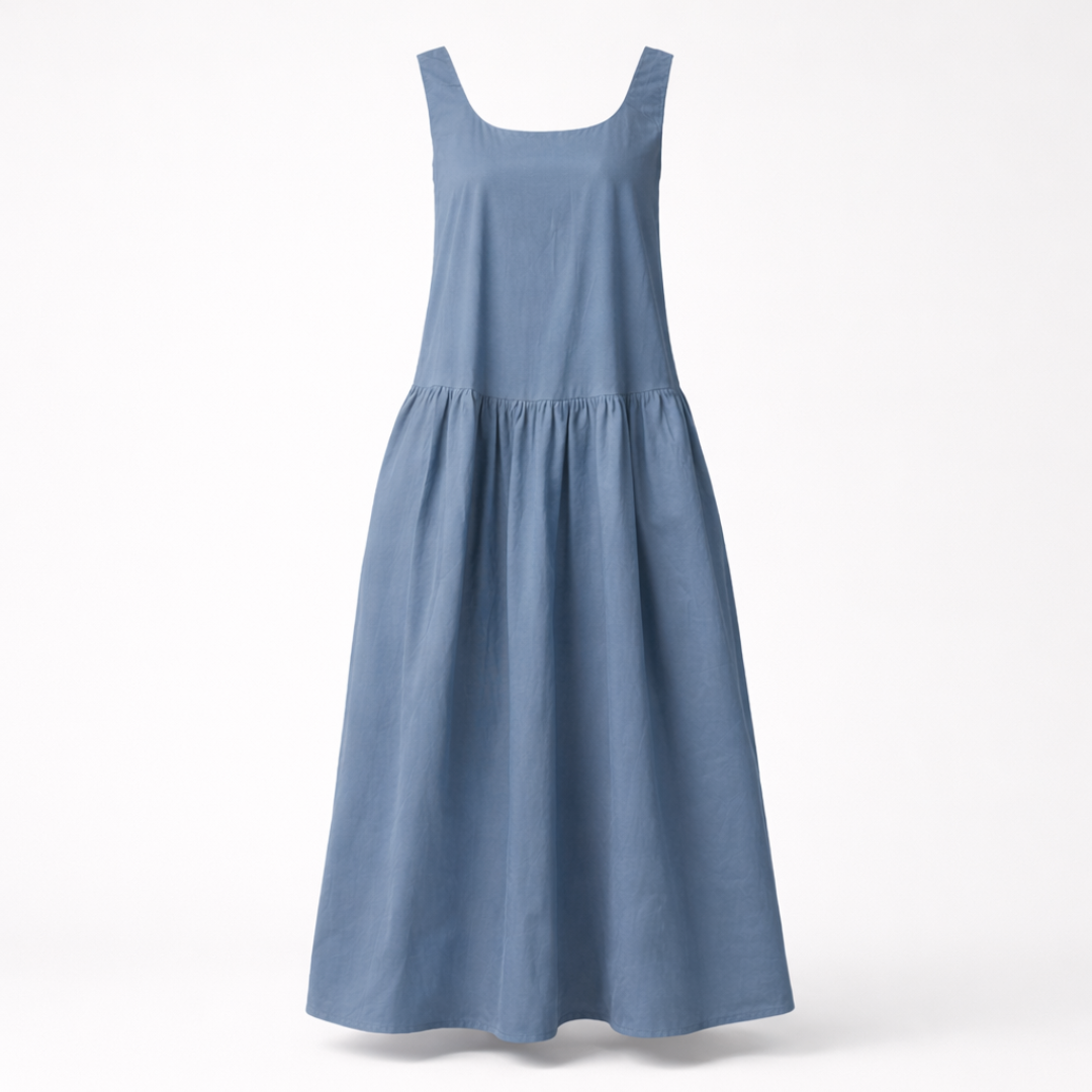 Sleeveless A-Line Maxi Dress for Women - Round Neck, Casual Summer Wear