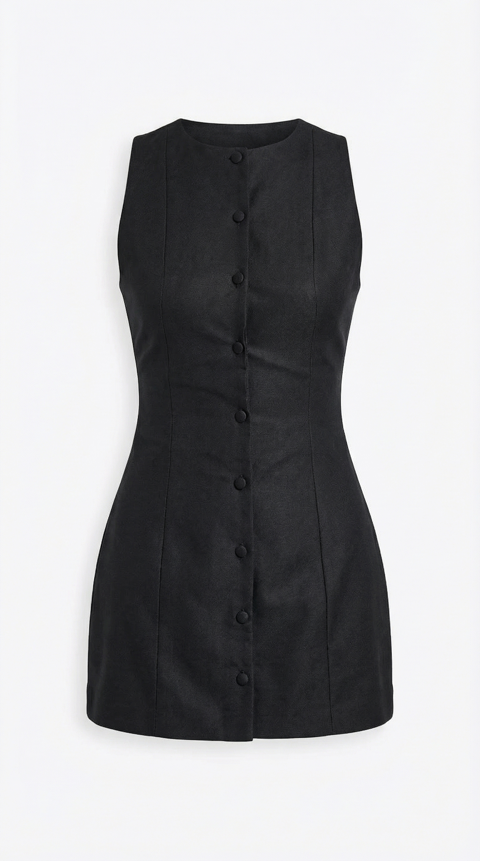 Sleeveless Button-Up Mini Dress in Lightweight Fabric for Casual Wear and Summer Outings