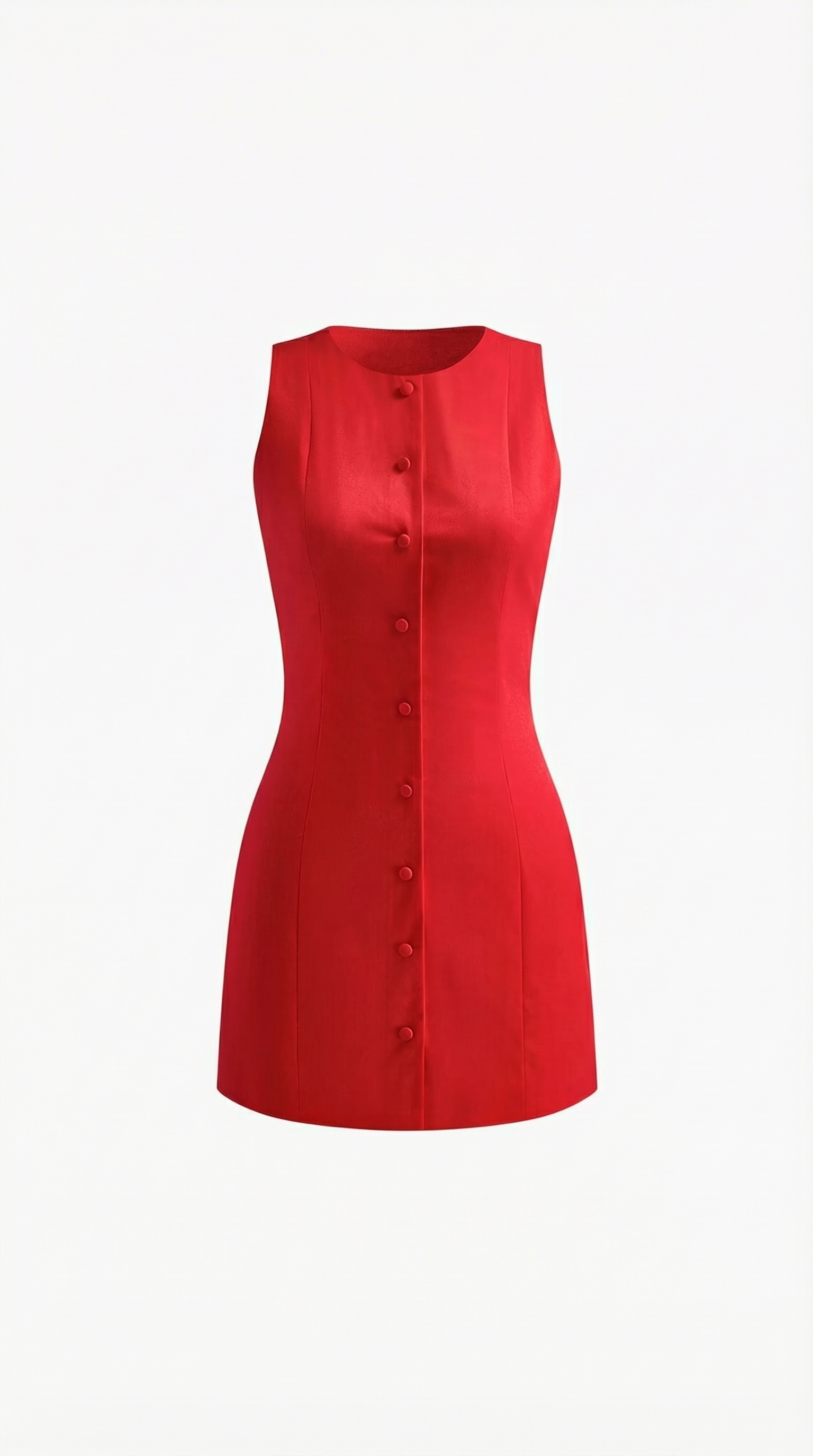 Sleeveless Button-Up Mini Dress in Lightweight Fabric for Casual Wear and Summer Outings