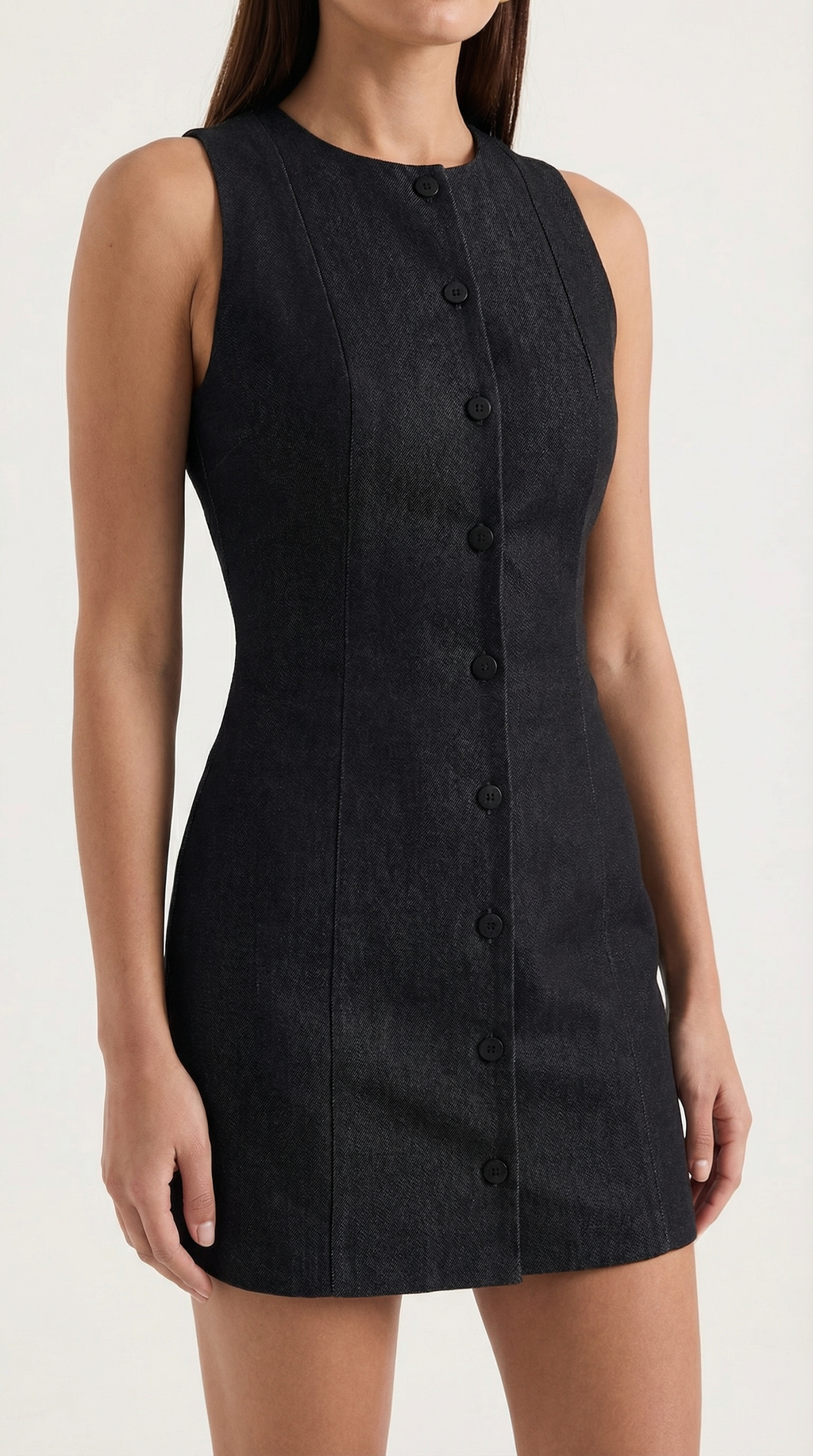 Sleeveless Button-Up Mini Dress in Lightweight Fabric for Casual Wear and Summer Outings