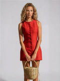 Sleeveless Mini Dress with Button Detail - Casual Summer Fashion for Women