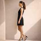 Sleeveless Square Neck Mini Dress with Button Front for Casual Wear