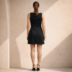 Sleeveless Square Neck Mini Dress with Button Front for Casual Wear