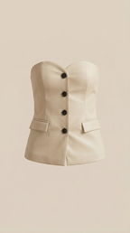 Strapless Blazer Top in Lightweight Fabric - Chic Sleeveless Design for Casual or Formal Wear