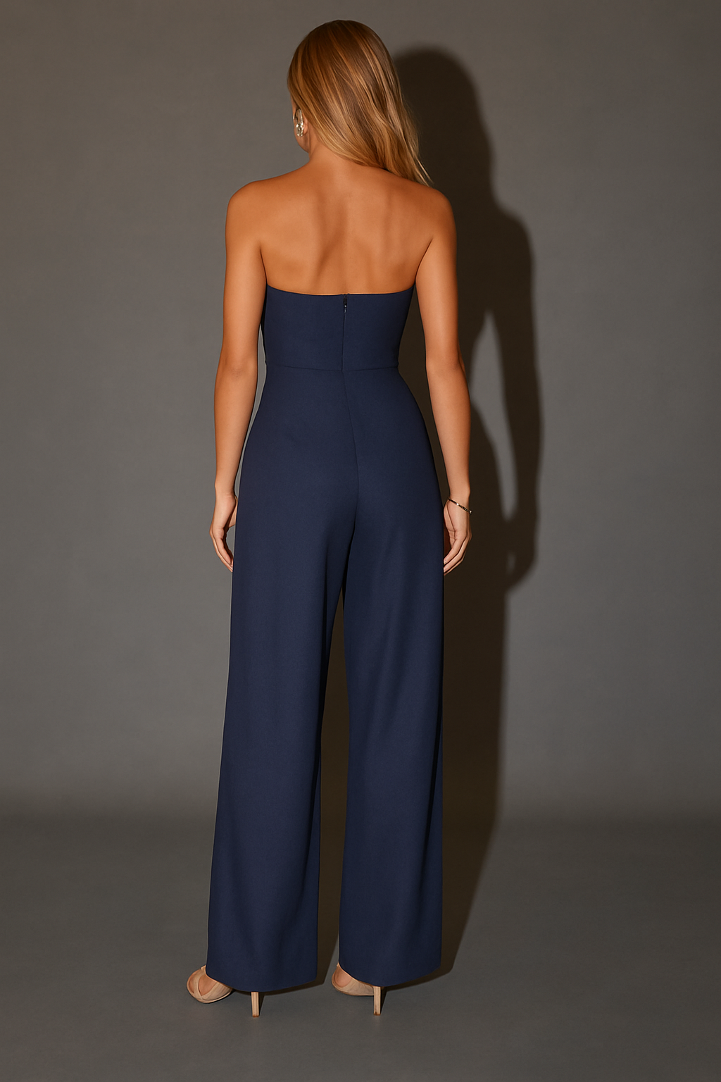 Strapless Women's Jumpsuit in Soft Fabric with Straight Legs for Casual or Formal Wear