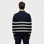 Striped Knit Polo Shirt for Men - Slim Fit Cotton Casual Wear - Perfect for Everyday and Smart Casual Outfits