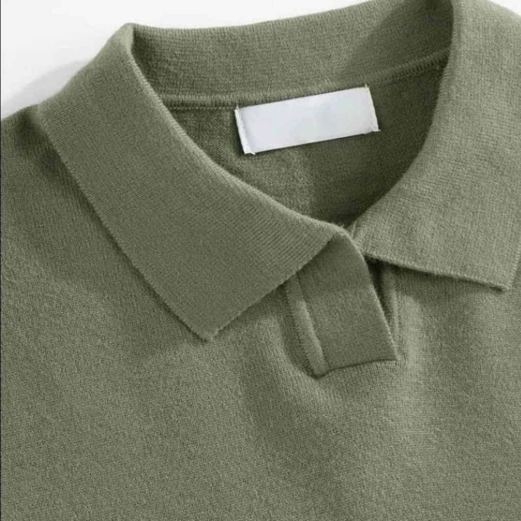 Striped Knit Polo Shirt for Men - Slim Fit Cotton Casual Wear - Perfect for Everyday and Smart Casual Outfits