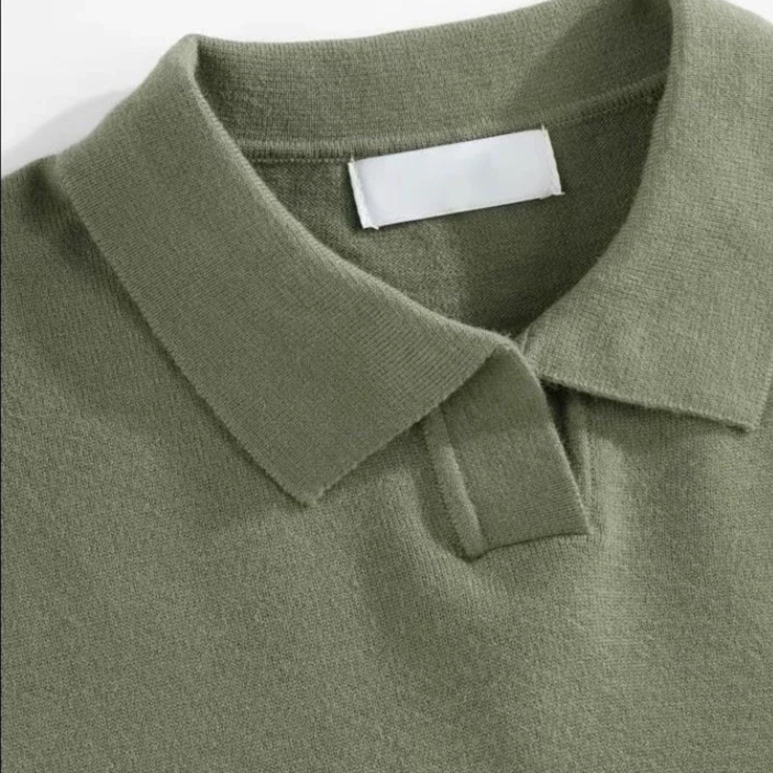 Striped Knit Polo Shirt for Men - Slim Fit Cotton Casual Wear - Perfect for Everyday and Smart Casual Outfits