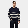 Striped Knit Polo Shirt for Men - Slim Fit Cotton Casual Wear - Perfect for Everyday and Smart Casual Outfits
