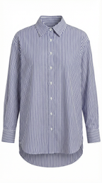 Striped Long Sleeve Blouse for Women - Lightweight Cotton Blend - Casual or Office Wear - Versatile and Stylish Top