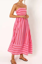 Striped Maxi Dress - Lightweight Strappy Summer Beachwear for Women