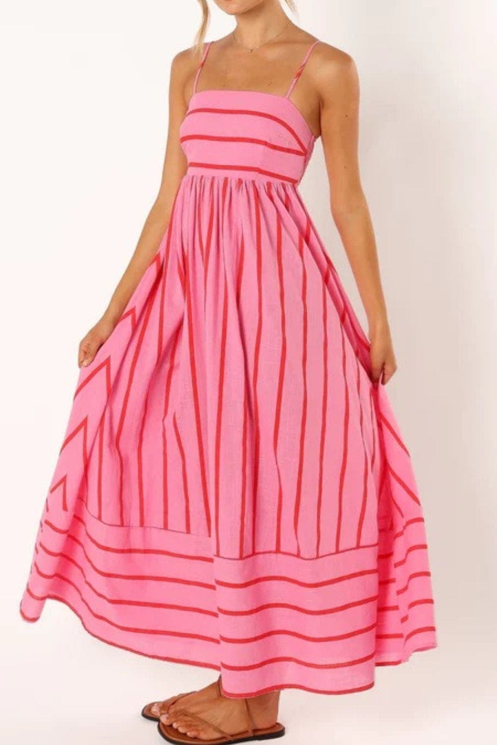 Striped Maxi Dress - Lightweight Strappy Summer Beachwear for Women