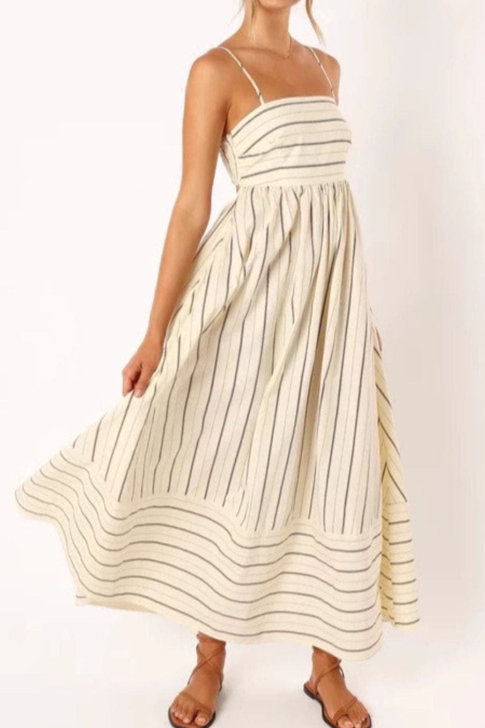 Striped Maxi Dress - Lightweight Strappy Summer Beachwear for Women