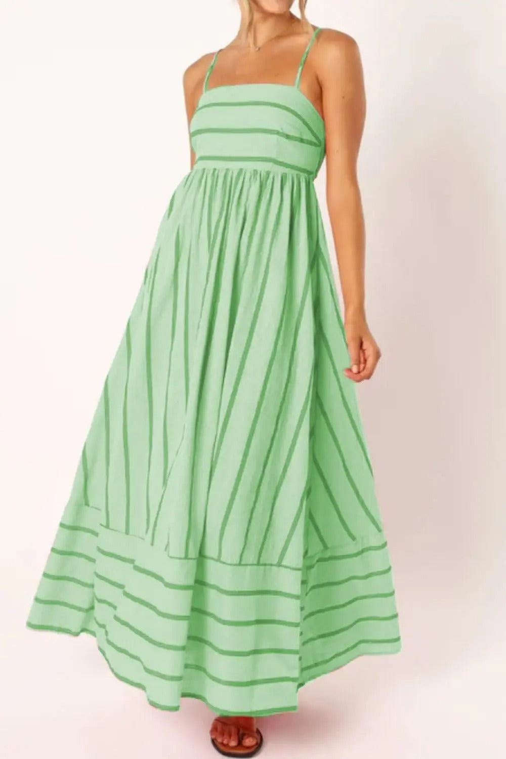 Striped Maxi Dress - Lightweight Strappy Summer Beachwear for Women