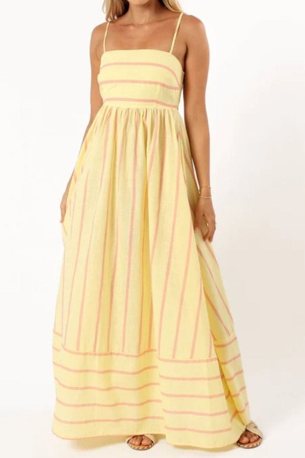 Striped Maxi Dress - Lightweight Strappy Summer Beachwear for Women