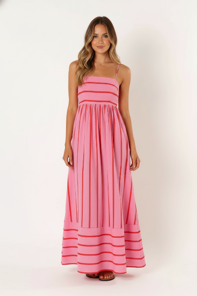 Striped Maxi Dress - Lightweight Strappy Summer Beachwear for Women