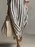 Striped Maxi Dress Women UK – Bohemian Style for Garden Party, Wedding Guest