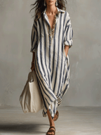 Striped Maxi Dress Women UK – Bohemian Style for Garden Party, Wedding Guest