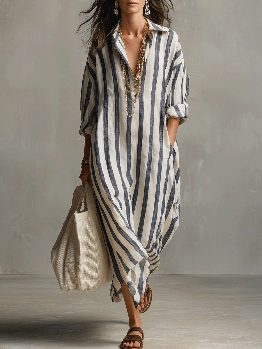 Striped Maxi Dress Women UK – Bohemian Style for Garden Party, Wedding Guest