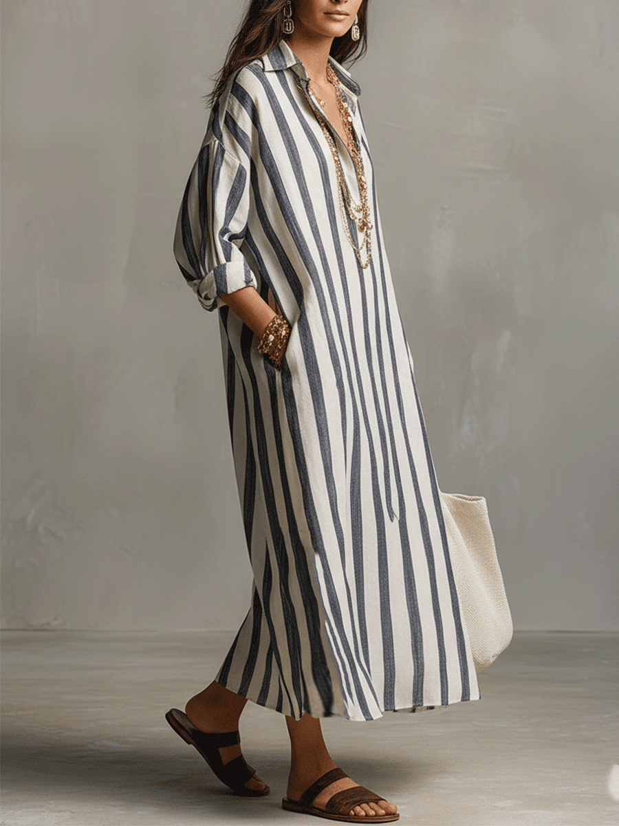 Striped Maxi Dress Women UK – Bohemian Style for Garden Party, Wedding Guest