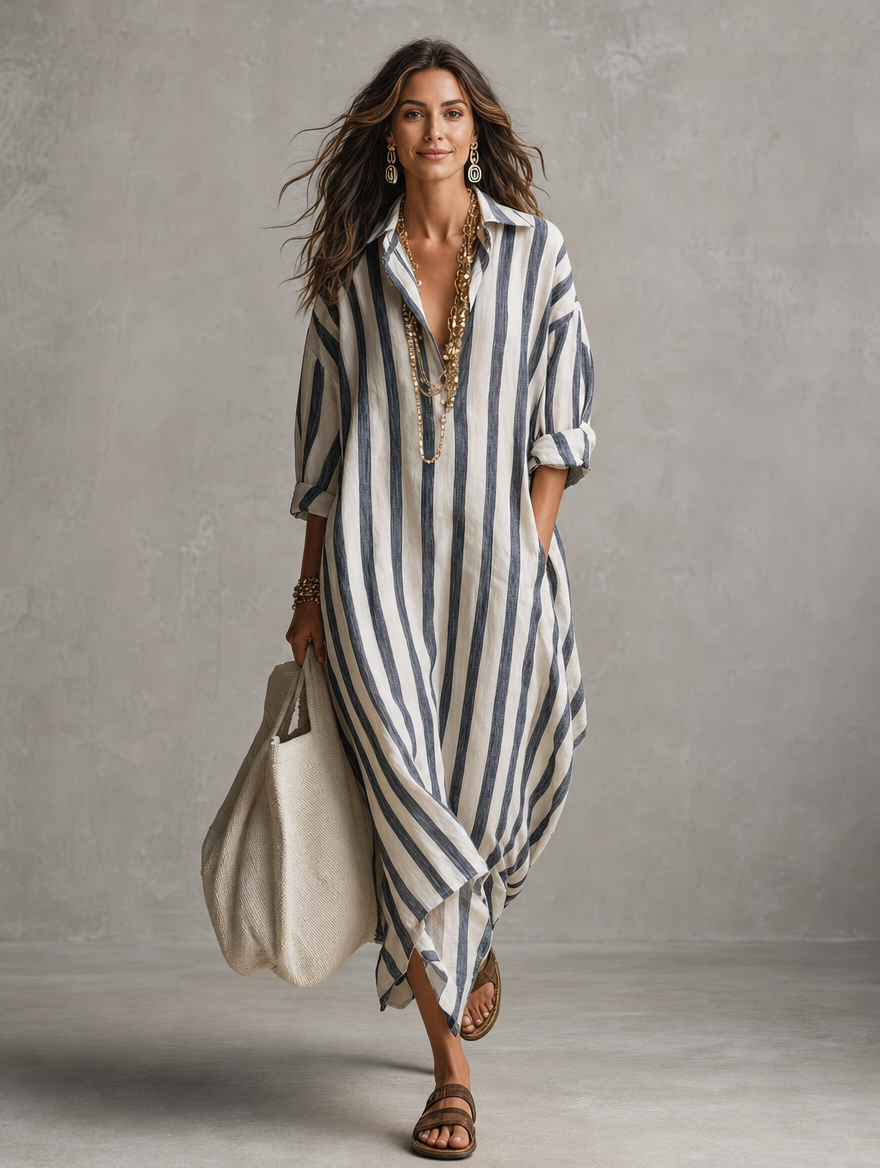 Striped Maxi Dress Women UK – Bohemian Style for Garden Party, Wedding Guest