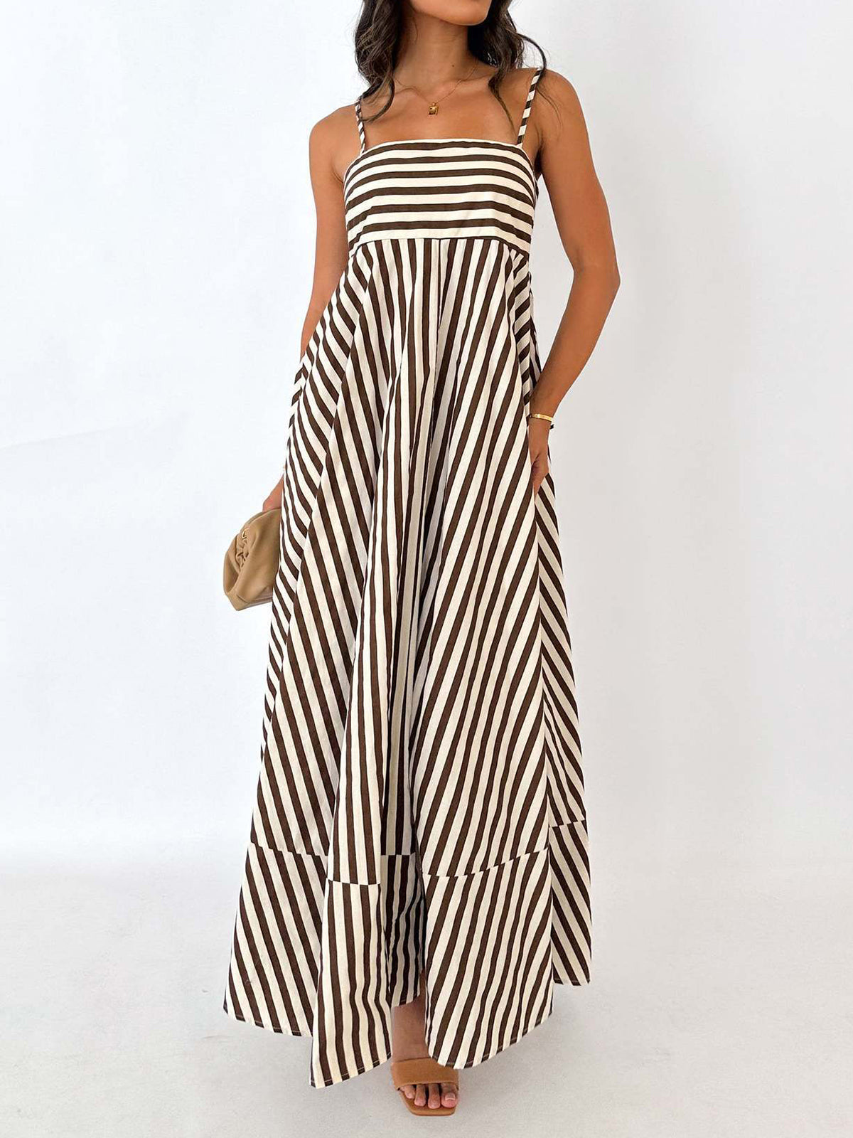 Striped Maxi Dress in Lightweight Fabric for Casual Summer Wear