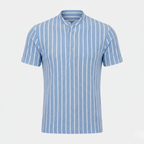 Striped Short Sleeve Collared Shirt for Casual Wear in Lightweight Fabric