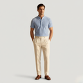 Striped Short Sleeve Collared Shirt for Casual Wear in Lightweight Fabric