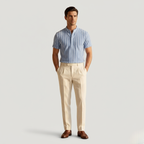 Striped Short Sleeve Collared Shirt for Casual Wear in Lightweight Fabric