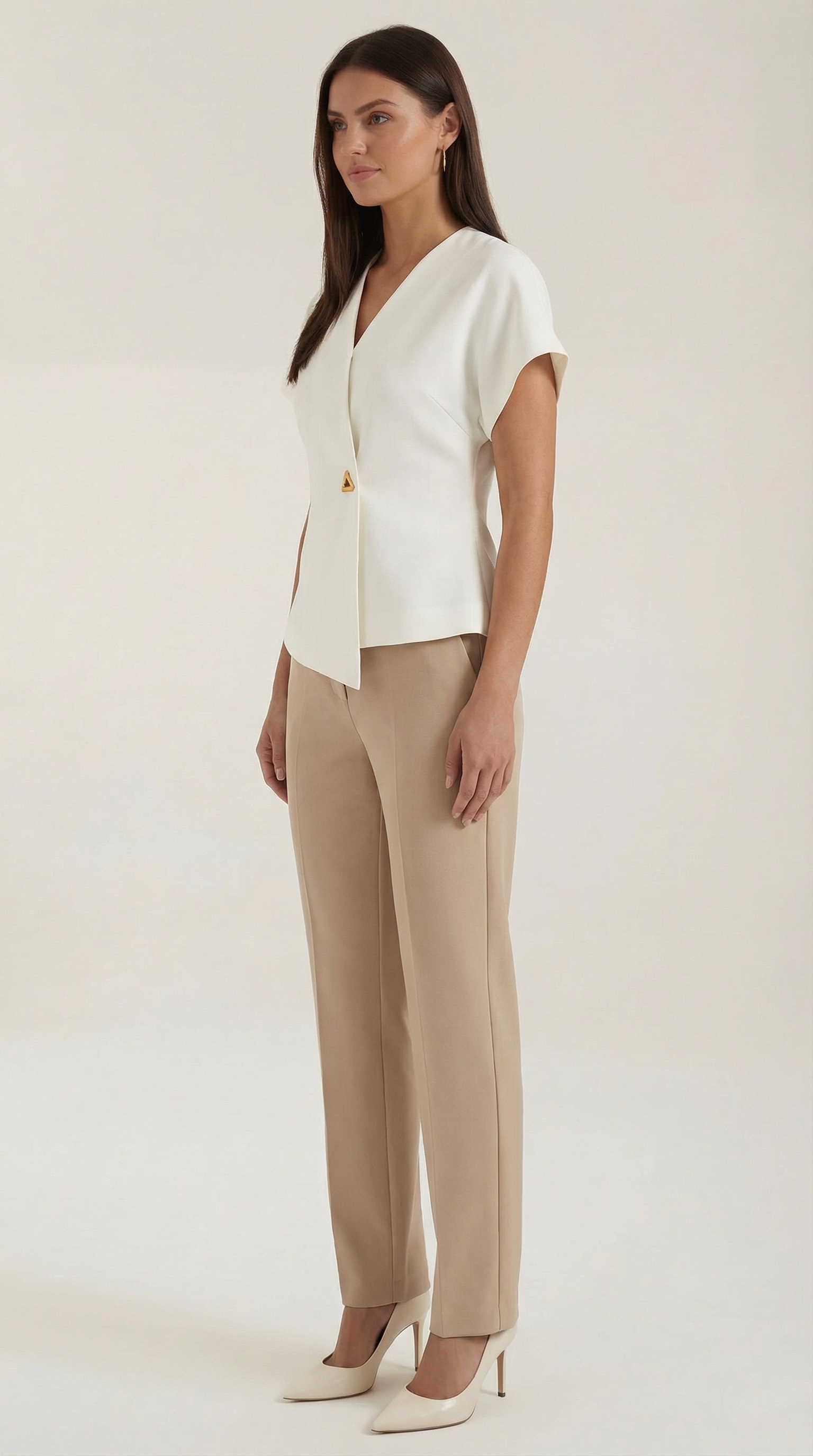 V-Neck Blouse for Women - Lightweight Fabric - Casual or Office Wear - Available in Multiple Colors