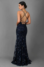V-Neck Spaghetti Strap Floor-Length Women's Dress - Elegant Evening Wear for Formal Events