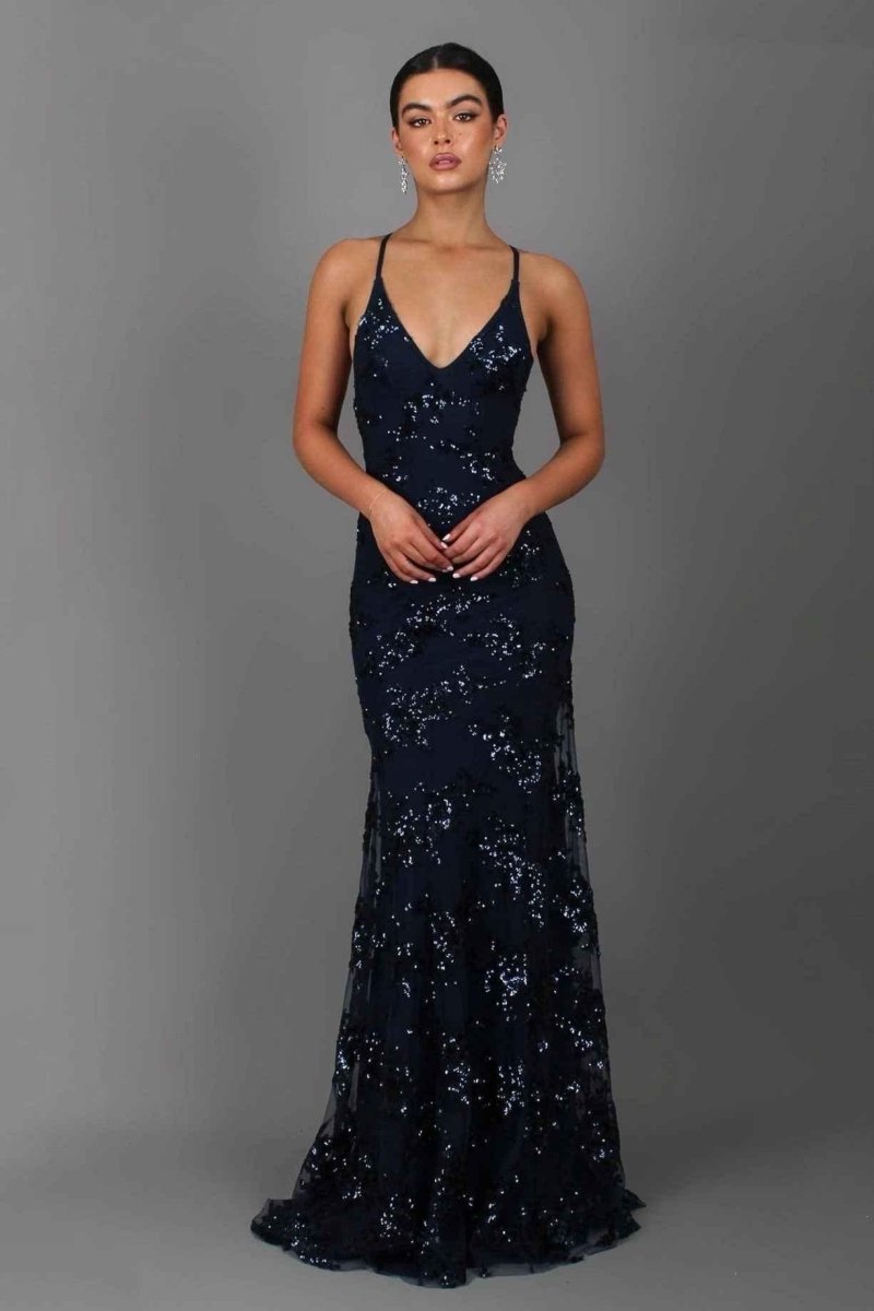 V-Neck Spaghetti Strap Floor-Length Women's Dress - Elegant Evening Wear for Formal Events