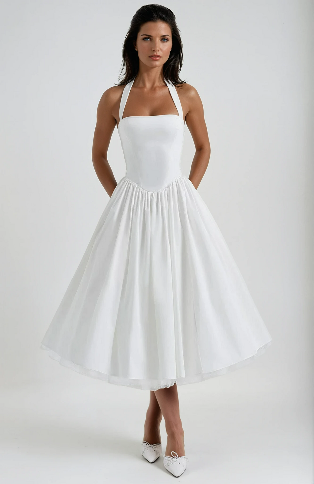 Wedding Guest Midi Dress - Elegant Esplendor Design in Soft Fabric for Formal Events
