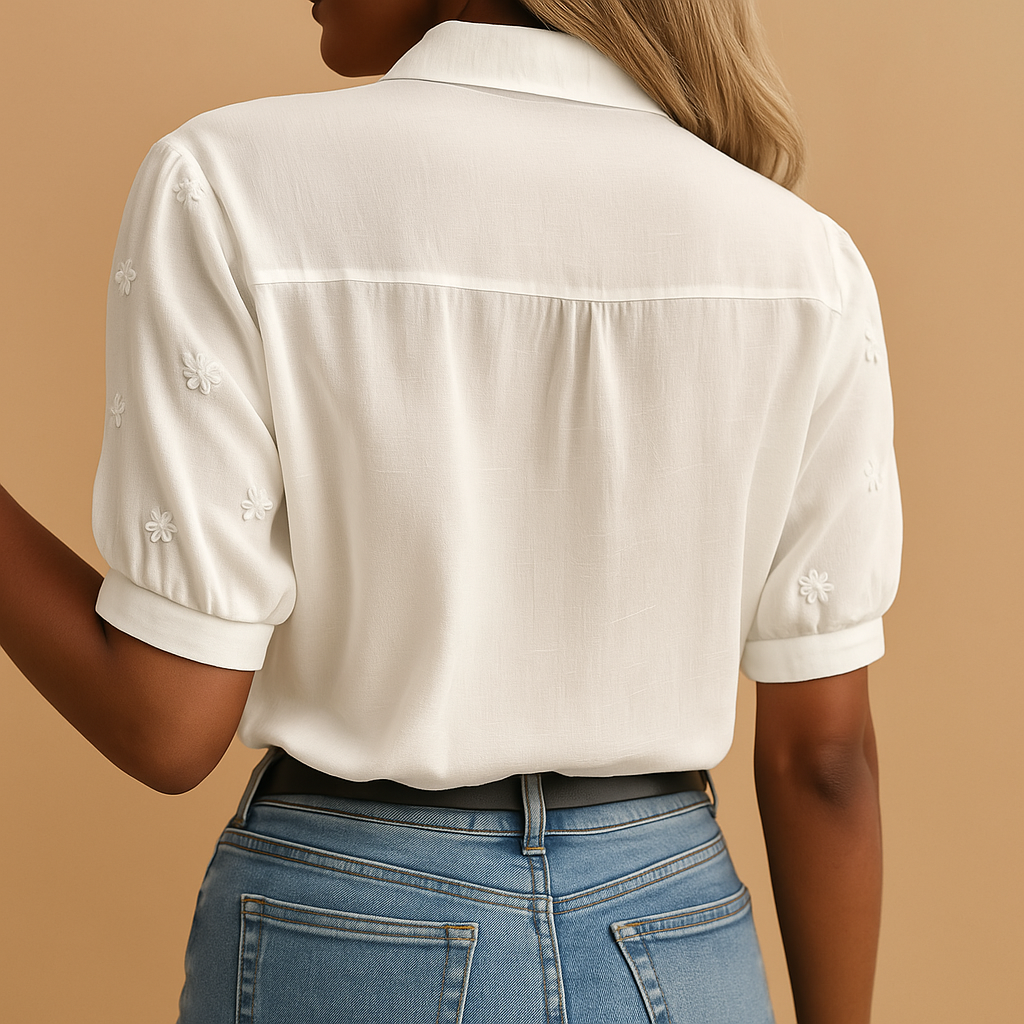 White Women's Blouse - Lightweight Cotton, Casual Style for Everyday Wear
