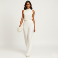 Wide-Leg Halter Neck Jumpsuit for Women - High Waist Design, Casual Chic Outfit for Summer Events and Everyday Wear