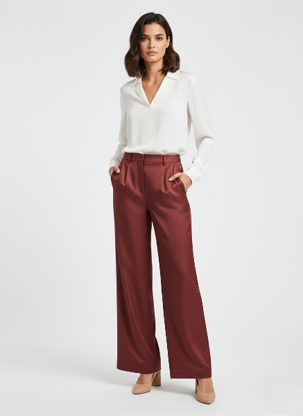 Wide-Leg Trousers for Women - Tailored Fit, Comfortable Fabric, Versatile Casual or Office Wear