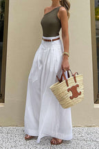 Wide-Leg Trousers in Soft Fabric for Casual or Office Wear