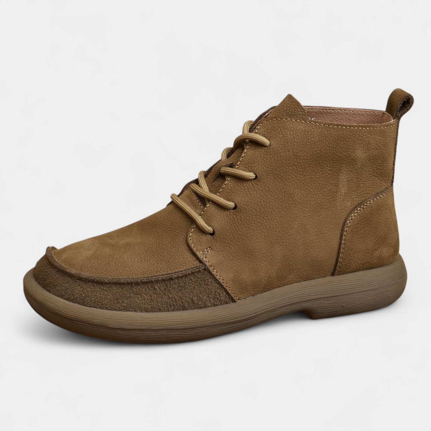 Wide Toe Box Leather Ankle Boots for Men | Barefoot Style | Comfortable Footwear for Casual Wear
