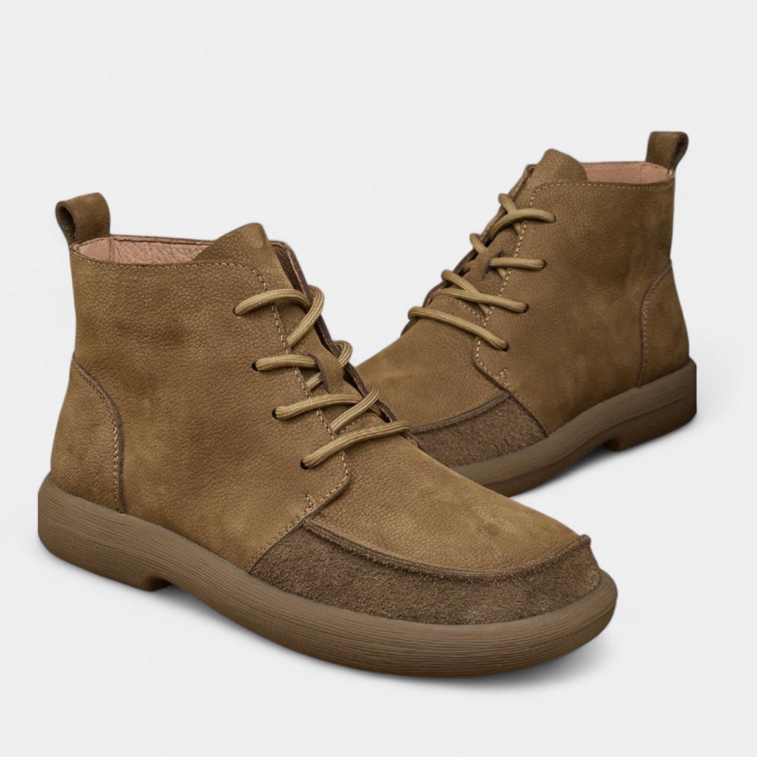 Wide Toe Box Leather Ankle Boots for Men | Barefoot Style | Comfortable Footwear for Casual Wear