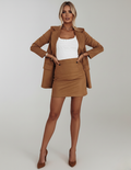 Women's Blazer and Mini Skirt Set - Tailored Suiting Fabric - Chic Office Outfit - Perfect for Work or Events