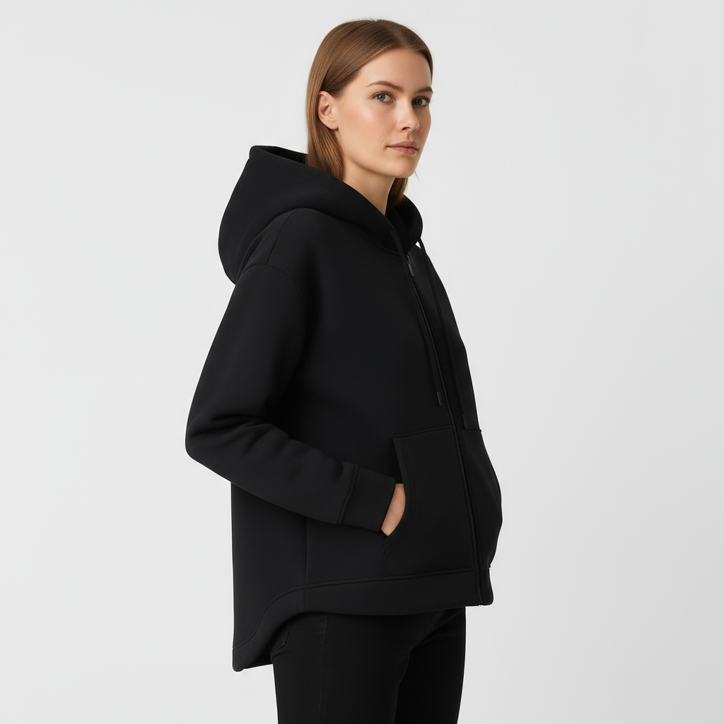 Women's Full-Zip Hoodie - Soft Cotton Blend - Casual Style - Perfect for Layering and Everyday Wear