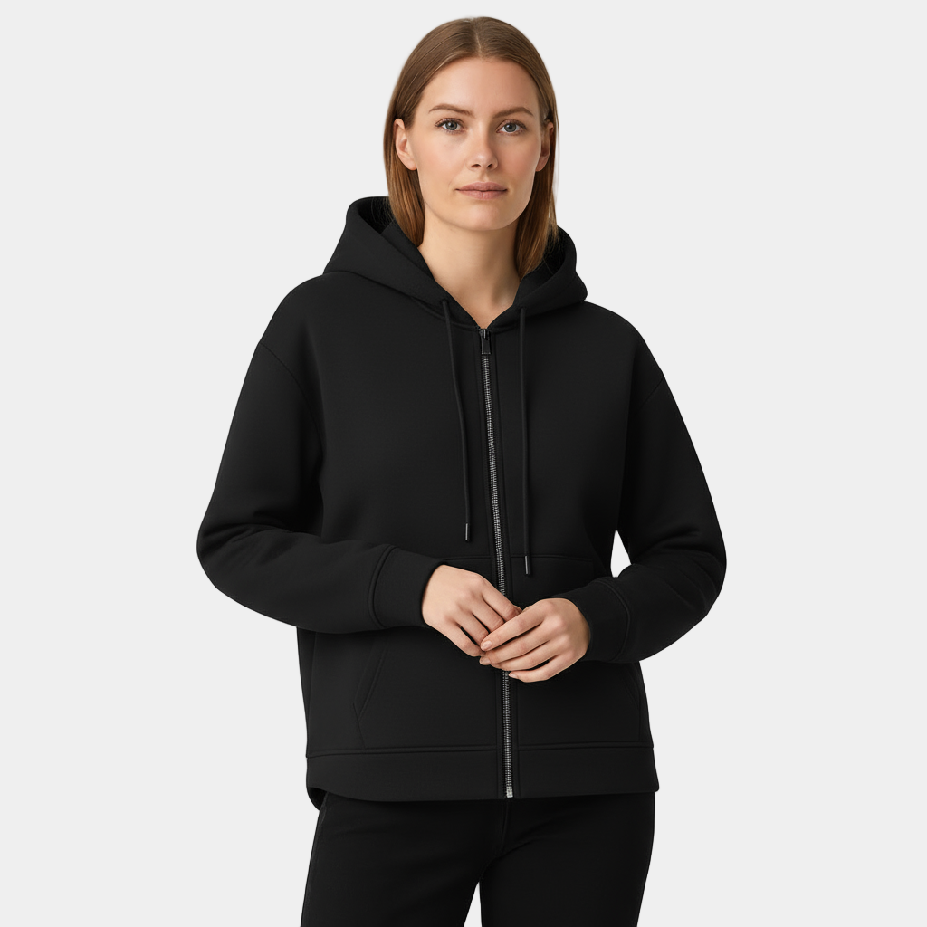 Women's Full-Zip Hoodie - Soft Cotton Blend - Casual Style - Perfect for Layering and Everyday Wear