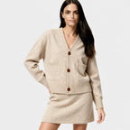 Women's Knit Cardigan and Mini Skirt Set - Soft Two-Piece Co-Ord Outfit for Casual Wear