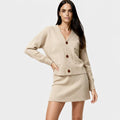 Women's Knit Cardigan and Mini Skirt Set - Soft Two-Piece Co-Ord Outfit for Casual Wear