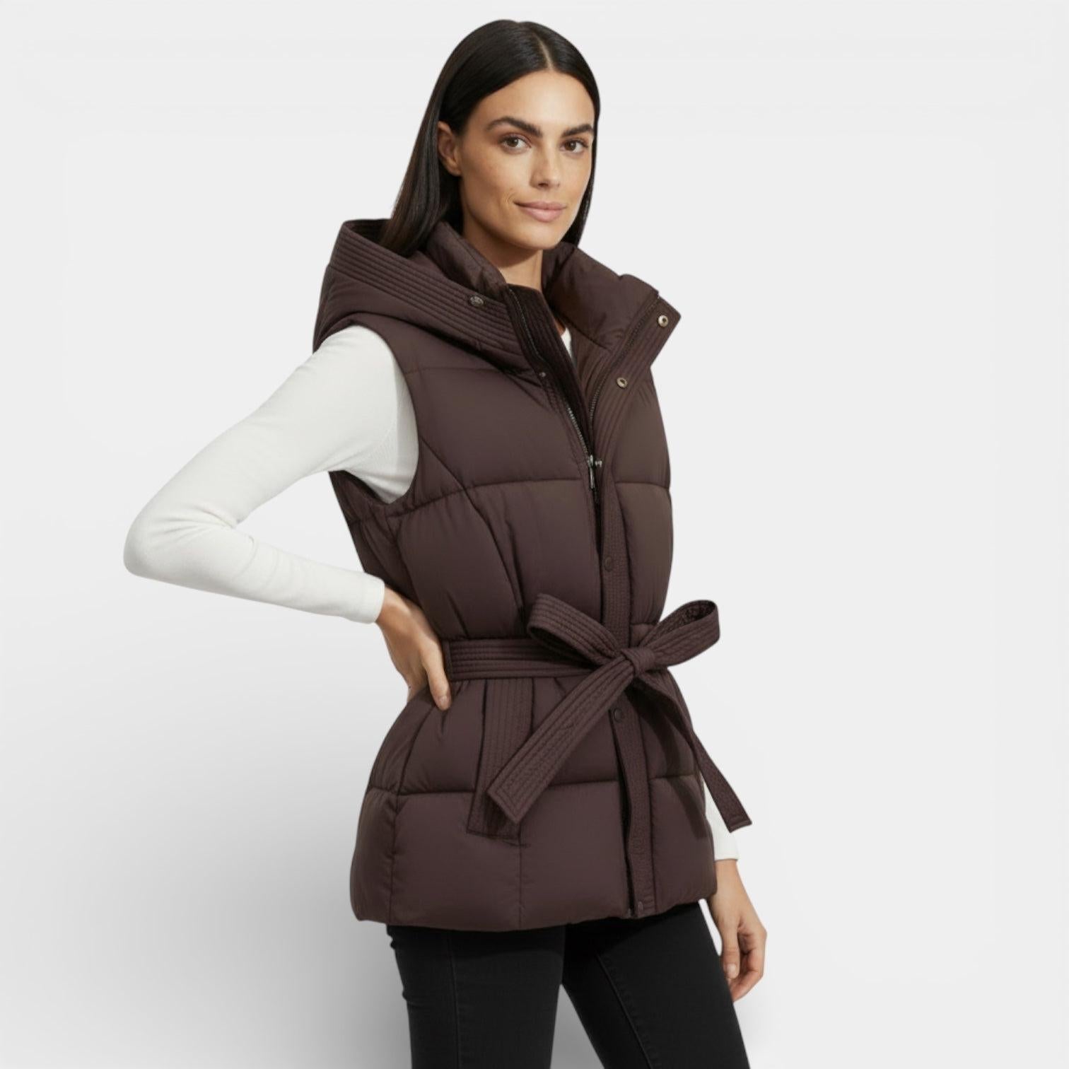Women's Lightweight Quilted Puffer Vest with Hood - Stylish Insulated Gilet for Outdoor and Casual Wear