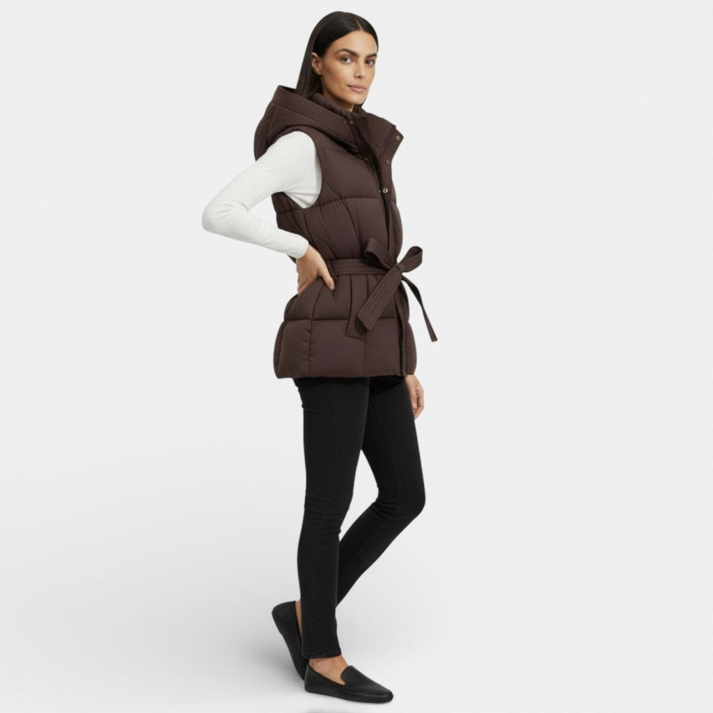 Women's Lightweight Quilted Puffer Vest with Hood - Stylish Insulated Gilet for Outdoor and Casual Wear