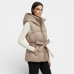 Women's Lightweight Quilted Puffer Vest with Hood - Stylish Insulated Gilet for Outdoor and Casual Wear