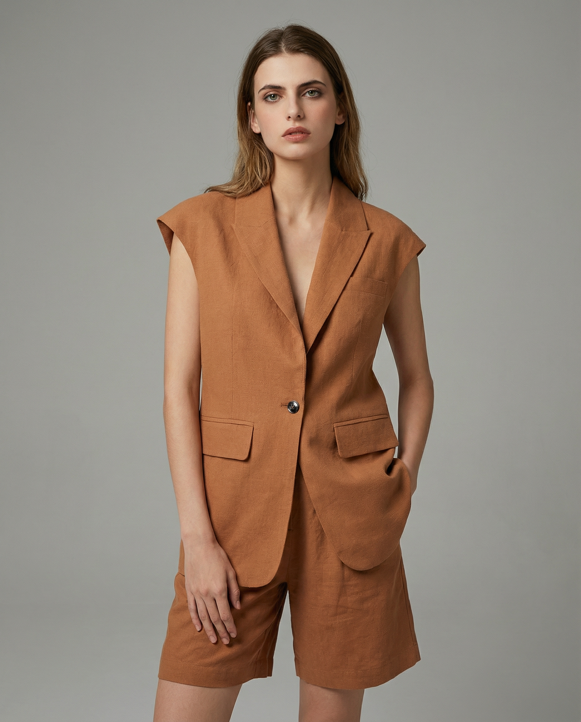 Women's Linen-Cotton Blazer Suit - Stylish Summer Office Attire