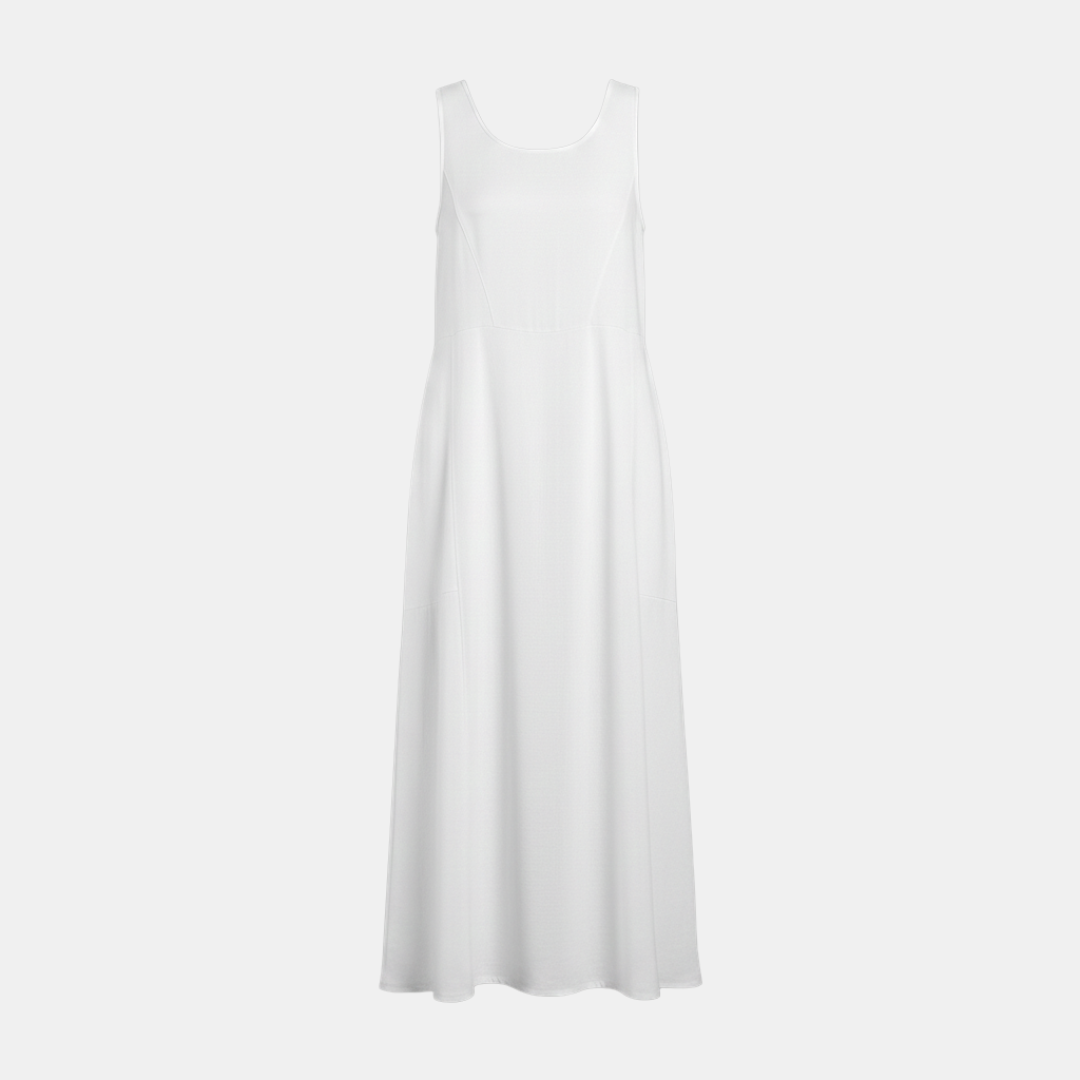 Women's Linen Dress - White Relaxed Fit Summer Style for Casual Wear