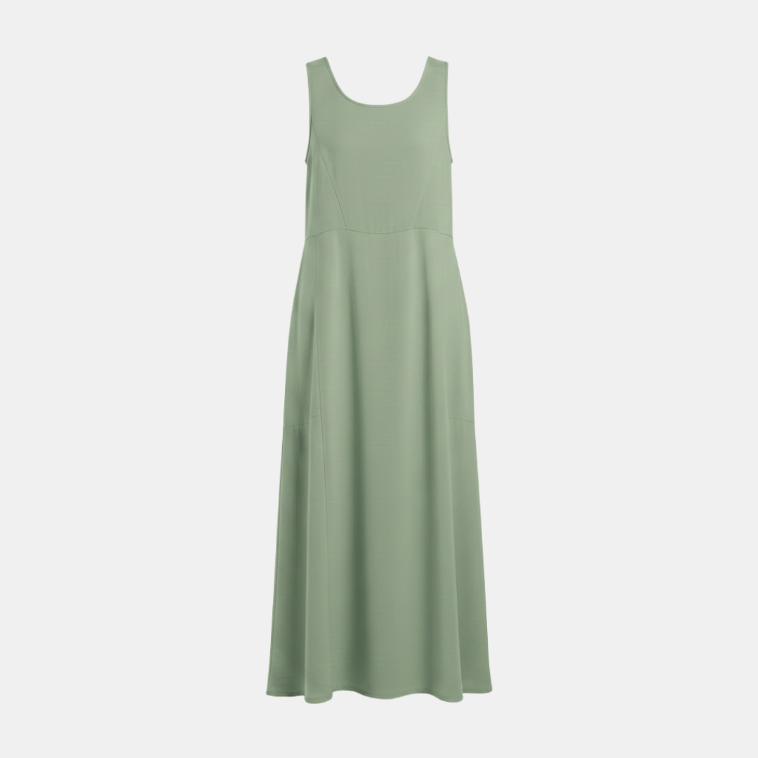 Women's Linen Dress - White Relaxed Fit Summer Style for Casual Wear